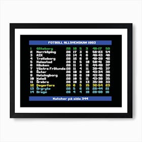 Allsvenskan 1993 Göteborg Swedish Football League Art Print