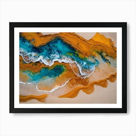 Yellow Beach Sand With Blue Water Art Print