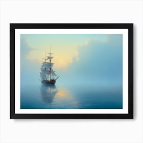 Sailing Ship In The Fog Art Print