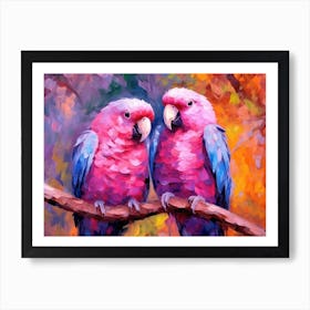 Two Parrots On A Branch Art Print