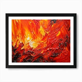 Abstract Art Capturing The Essence Of Burning Passion Hues Of Red And Orange Dance In A Turbulent I (1) Art Print