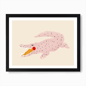 Pink Crocodile Art Print