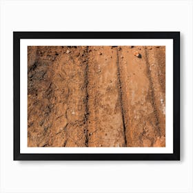 Texture Of Brown Dirt With Tractor Tyre Tracks 2 Art Print