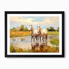 Horses Painting In Loire Valley, France, Landscape 2 Art Print