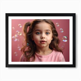 Little Girl Blowing soap Bubbles 3 Art Print