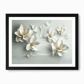 3d Simple Floral Painting with a Light Gray Background Art Print