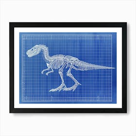 Deinonychus Skeleton Hand Drawn Blueprint 4 Art Print