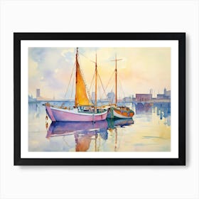 Two Boats In The Harbor 1 Art Print