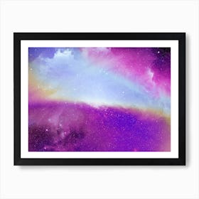 Luminescent space #2 - space neon art, Space Background Art Print