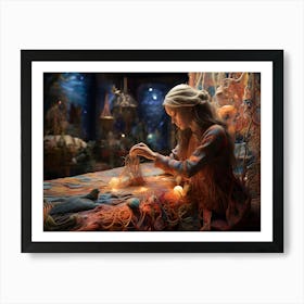 Girl Making A Bed Paintings Art Print Art Print