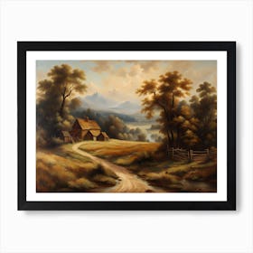 Vintage Country Road Oil Painting landscape Poster