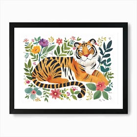 Little Floral Siberian Tiger 1 Art Print