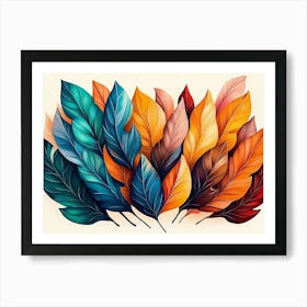 Beautiful Illustration Of Colorful Leaves 6 Art Print