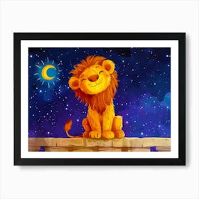 Lion At Night Art Print