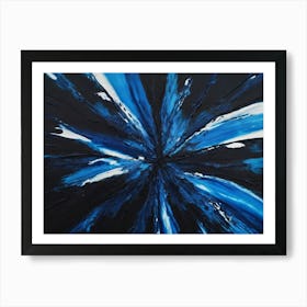 An Abstract Painting Of Blue And White Flowers Art Print