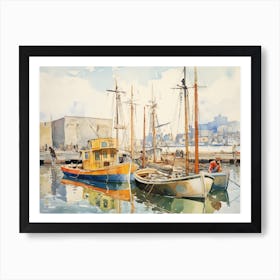 Boats In The Harbor 5 Art Print