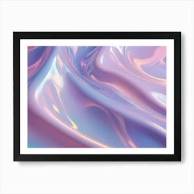 Abstract Image Of A Flowing, Iridescent Surface With Vibrant Colors Of Pink, Purple, And Blue Art Print