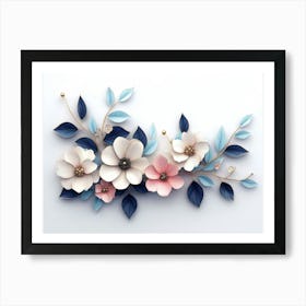 3d Artwork Illustration Flowers White 5 Art Print