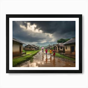 Children In A Village paintings art print 2 Art Print