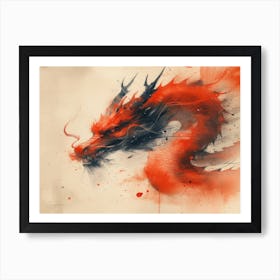 Calligraphic Wonders: Red Dragon 1 Art Print