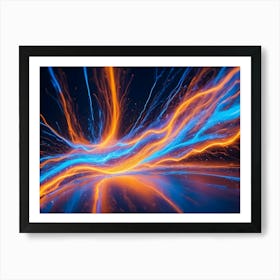 Abstract Image Of Blue And Orange Lines, Streaks, And Sparks, Creating A Dynamic And Energetic Composition 2 Art Print