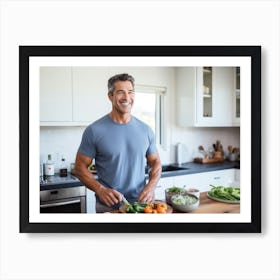 Healthy Man In Kitchen 1 Art Print