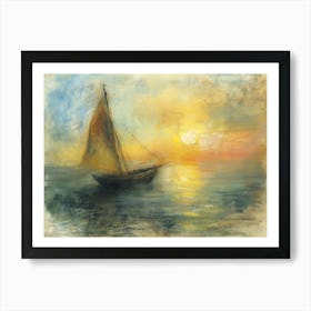 Sailboat At Sunset 38 Art Print