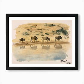 Wildebeest Trail South Africa Art Print