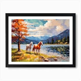 Horses Painting In Lake District, England, Landscape 4 Art Print