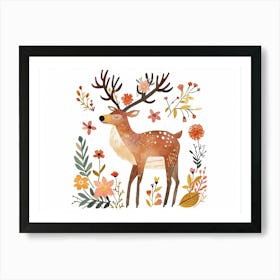 Little Floral Elk 2 Art Print