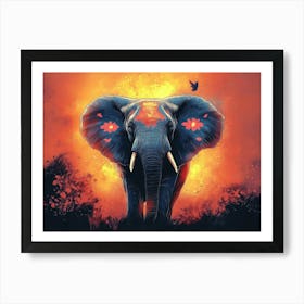 Elephant In Flames Art Print