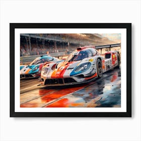 Two Racing Cars On A Track Art Print