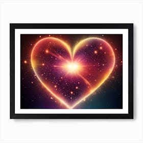 A Colorful Glowing Heart On A Dark Background Horizontal Composition 72 Art Print