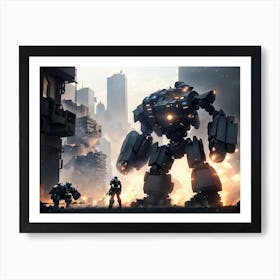 Giant Robot In A City Art Print