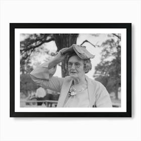 Farm Woman Using Songbook As Sunshade During Dinner At All Day Community Sing, Pie Town, New Mexico Art Print