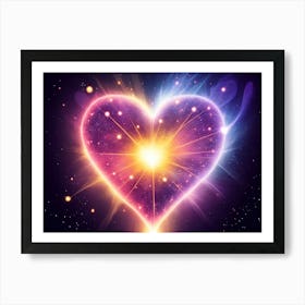 A Colorful Glowing Heart On A Dark Background Horizontal Composition 10 Art Print