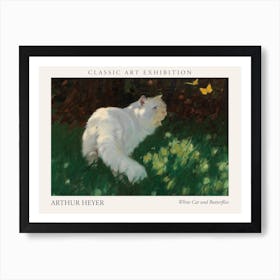 White Cat And Butterflies, Arthur Heyer Poster Art Print