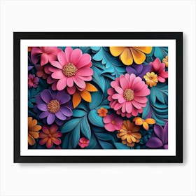 3d Vibrant Floral Pattern Art Print