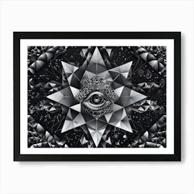 Sacred geometry series, Geometric Vision: The All-Seeing Eye Amongst Stars Art Print