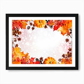 Autumn Leaves Radiate Vibrant Red Orange And Yellow Hues Clustered Together Embraced By A Decora (3) Art Print