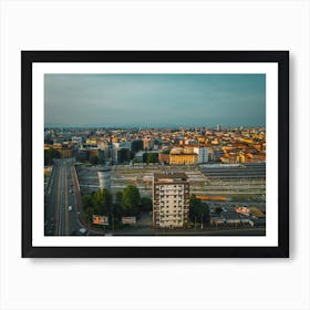 Europe City Poster. Milan, Italy. Aerial Photography Art Print