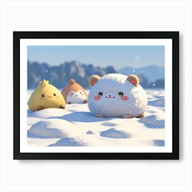 Snowy Hamsters Art Print