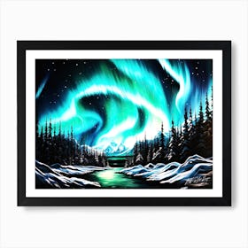 Winter Aesthetic - Arial Winter Borealis Art Print