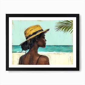 Illustration of an African American woman at the beach 31 Art Print