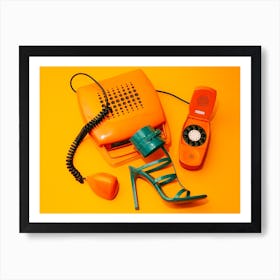 Vintage Phone And Shoes Art Print