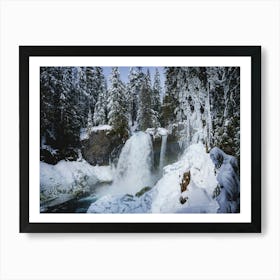 Snow Covered Winter Waterfall - McKenzie River Art Print