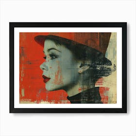 Typographic Illusions in Surreal Frames: Portrait Of A Woman Art Print
