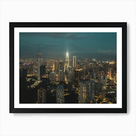 Aerial View Of Kuala Lumpur City At Night Art Print