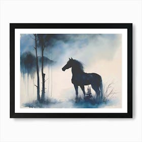 Horse Alone In Forest Art Print
