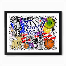 Thank You American Flag Unicorn Art Print